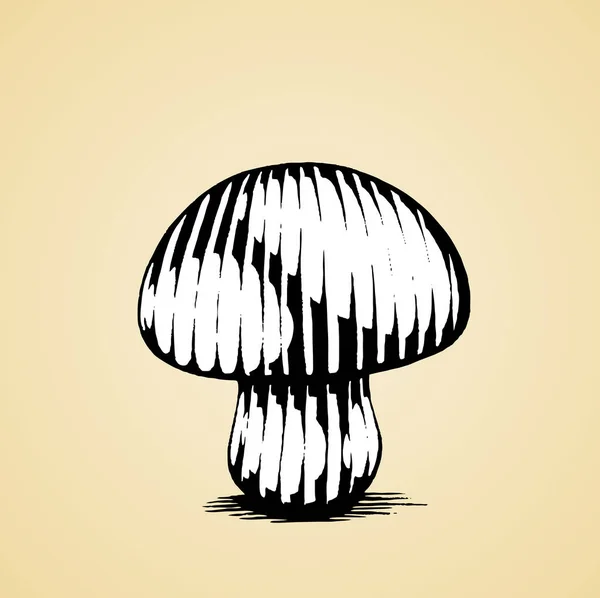 Ink Sketch of a Mushroom with White Fill — Stock Vector