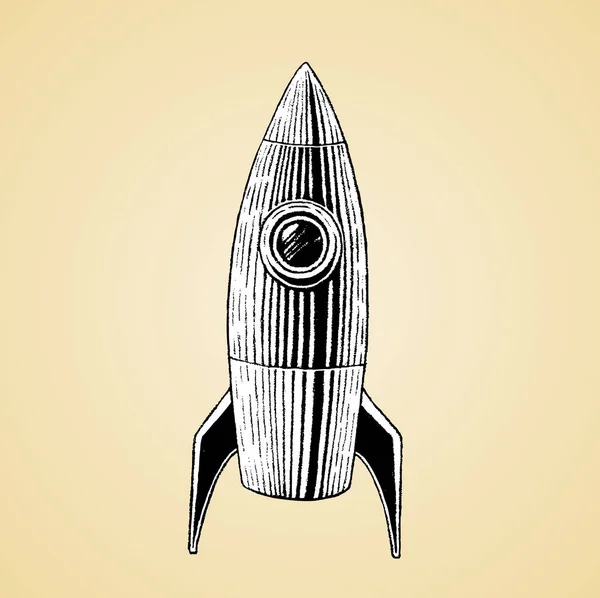 火箭用白色填充的墨水素描 — 图库矢量图片
