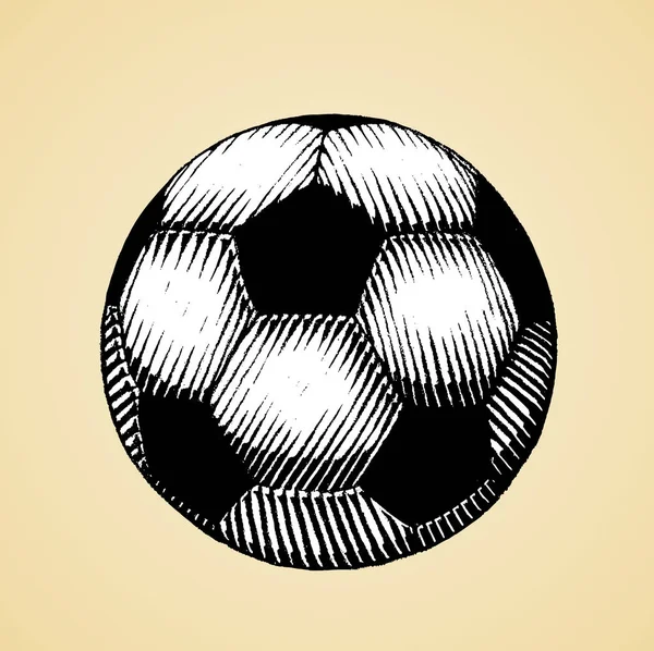 Boceto de tinta de una pelota de fútbol con relleno blanco — Vector de stock