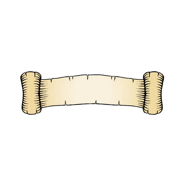 Croquis à l'encre d'une vieille bannière avec remplissage beige — Image vectorielle