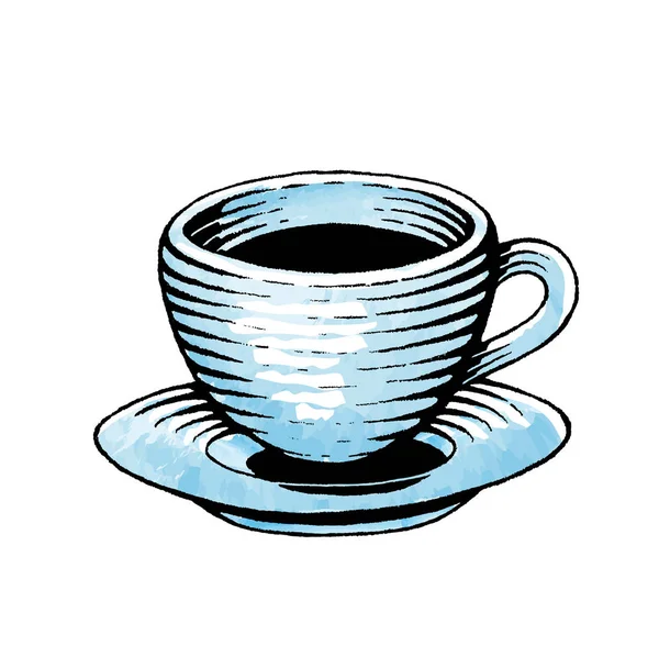Bläck och akvarell skiss av en kaffekopp — Stock vektor