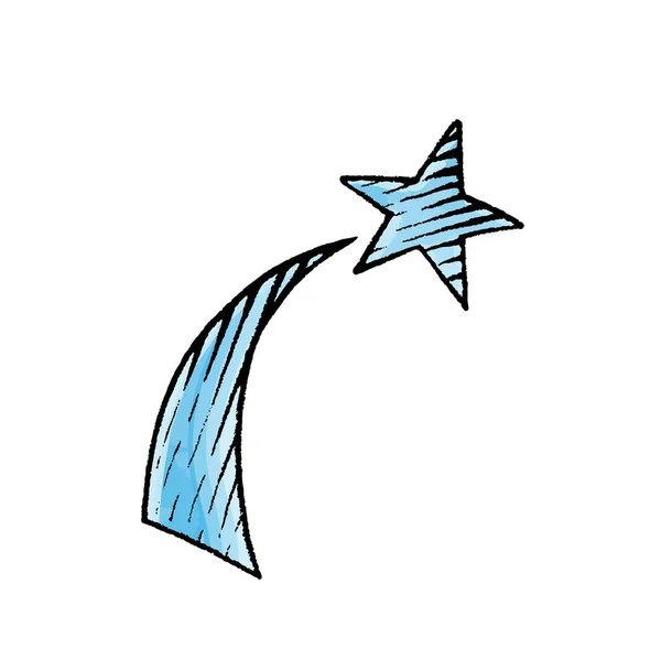 Croquis en encre et aquarelle d'une étoile filante — Image vectorielle