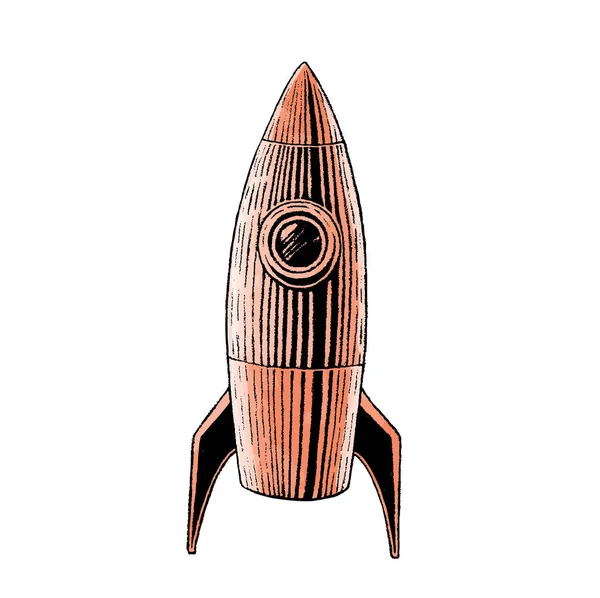 Чорнило та акварель Ескіз ракети — стоковий вектор