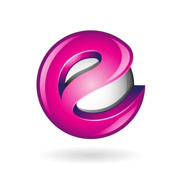 Runde glänzende Buchstaben e 3d magenta logo icon — Stockvektor