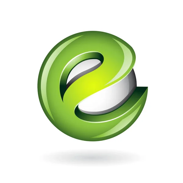 Ronda brillante letra E 3d verde logotipo icono — Archivo Imágenes Vectoriales