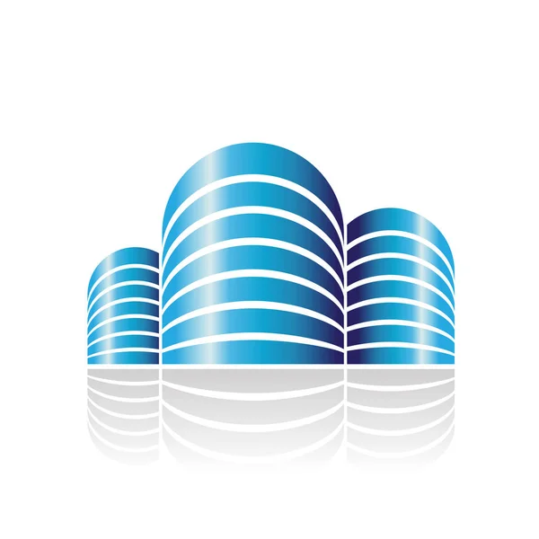 Symbole abstrait des résidences cylindriques brillantes Icône — Image vectorielle