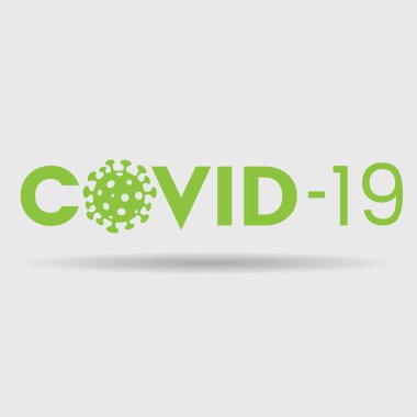 Covid-19 Metni ile Soyut Yeşil Coronavirüs Simgesi