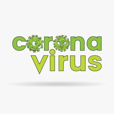 Coronavirus Çizgi Filmi Başları ve Siyah Çizgili Yeşil Küçük Harfler