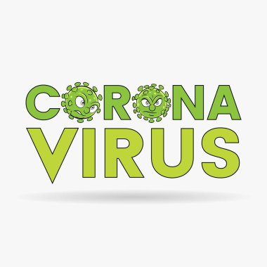 Coronavirus Çizgi Filmi Başları ve Siyah Çizgili Yeşil Üst Düzey Harfler