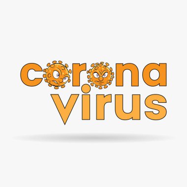 Coronavirus Çizgi Filmi Başları ve Siyah Çizgili Turuncu Küçük Harfler