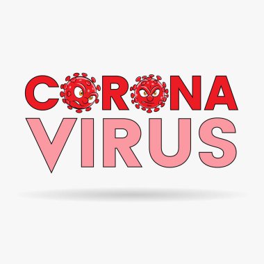 Coronavirus Karikatür Başları ve Siyah Özetli Kırmızı Üst Düzey Harfler
