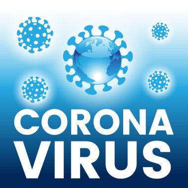 Bir Poster Üzerinde Küre Şeklinde Mavi Parlak Coronavirüs Simgesi
