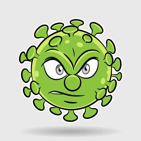 Ilustracja Cartoon Angry Green Coronavirus — Wektor stockowy