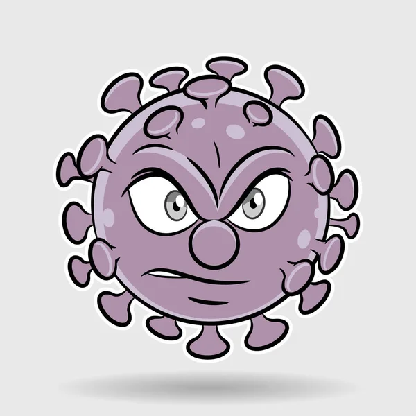 Illustration Cartoon Angry Purple Coronavirus — Stock vektor