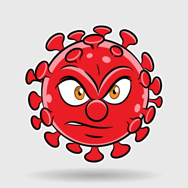 Illustration Cartoon Angry Red Coronavirus — Stock vektor