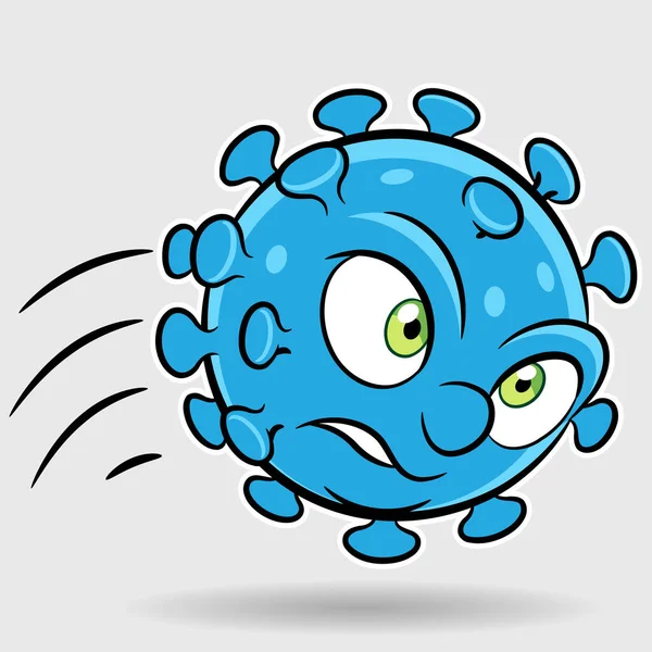 Illustration Cartoon Attacking Blue Coronavirus — Stock vektor