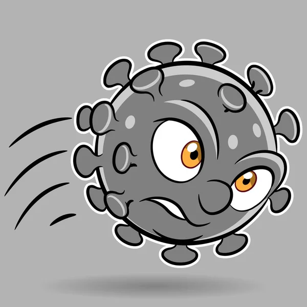 Illustration Cartoon Attacking Grå Coronavirus Grå Bakgrund — Stock vektor