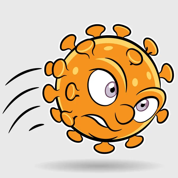 Illustration Cartoon Attacking Orange Coronavirus — Stock vektor