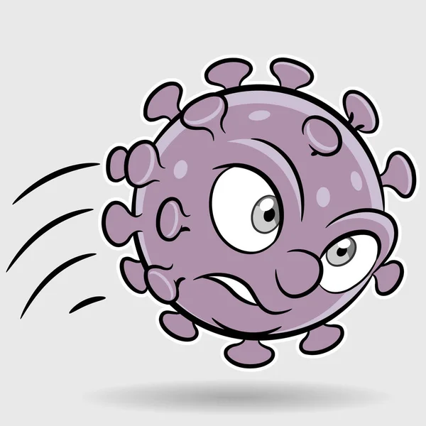 Illustration Cartoon Attacking Purple Coronavirus — Stock vektor