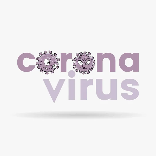 Illustrazione Delle Teste Dei Cartoni Animati Coronavirus Con Lettere Minuscole — Vettoriale Stock