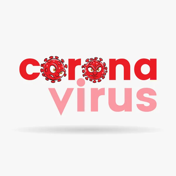 Illustration Coronavirus Cartoon Heads Red Lower Case Letters — Stock Vector