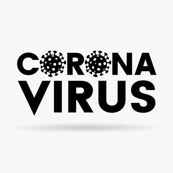 Ilustrasi Coronavirus Huruf Hitam Atas Dengan Ikon Simplistik - Stok Vektor