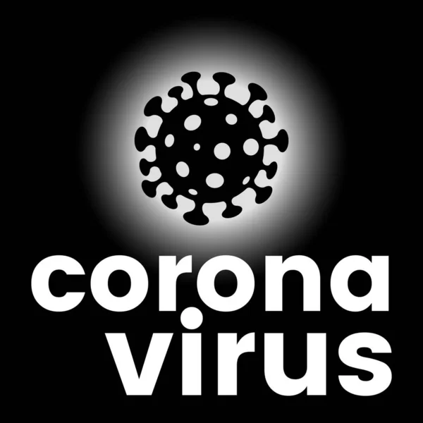 Ilustrasi Coronavirus Dengan Teks Pada Latar Belakang Gradien Hitam - Stok Vektor