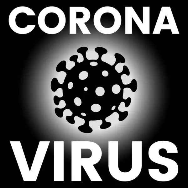 Ilustración Cartel Cuadrado Icono Coronavirus Negro — Vector de stock