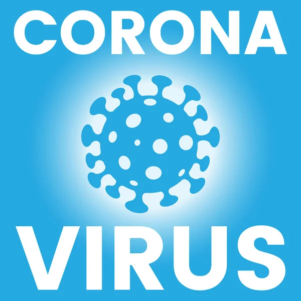 Illustration Des Quadratischen Posters Einer Ikone Des Blauen Coronavirus — Stockvektor