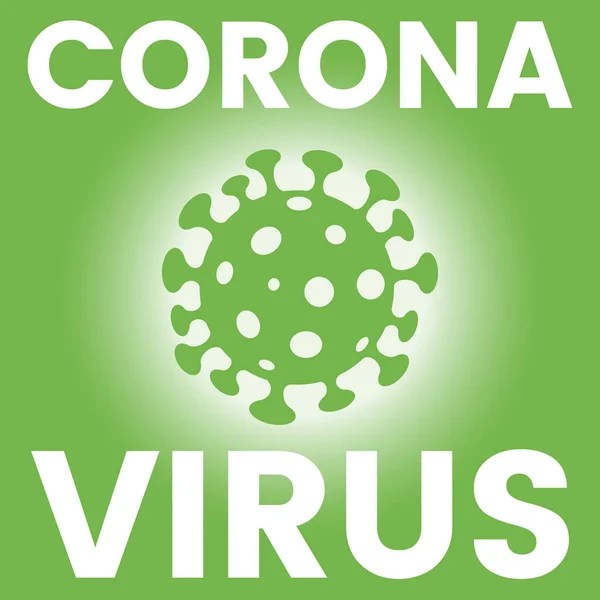 Εικονογράφηση Της Πλατείας Αφίσας Μιας Πράσινης Εικόνας Του Coronavirus — Διανυσματικό Αρχείο