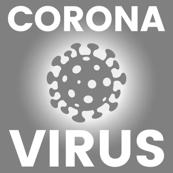 Ilustrasi Poster Persegi Ikon Grey Coronavirus - Stok Vektor