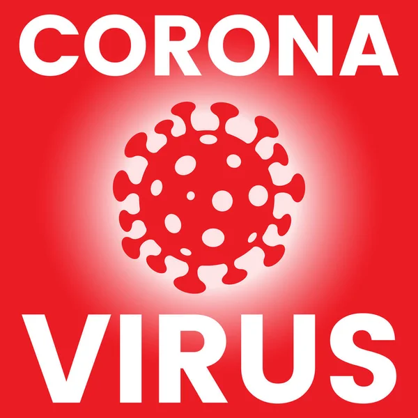 Illustration Des Quadratischen Posters Einer Ikone Des Roten Coronavirus — Stockvektor