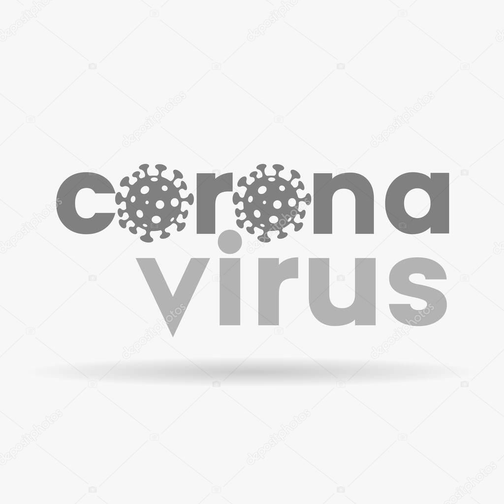 Illustration of Coronavirus Lower Case Grey Letters with Simplistic Icons