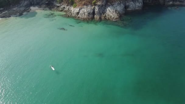 Vista Aérea Desde Arriba Hacia Abajo Hasta Stand Paddleboarding — Vídeos de Stock