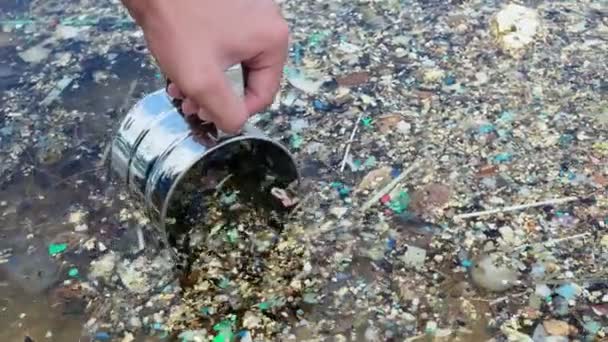 Microplastic Wastes Dissolve Sea — Stock Video