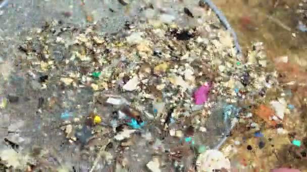 Researchers Collecting Samples Randomly Checking Microplastic Waste Filter — Stock Video