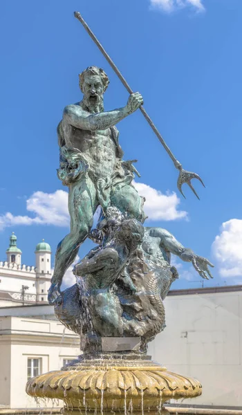 Neptune fountain in Poznan — Stock Photo, Image