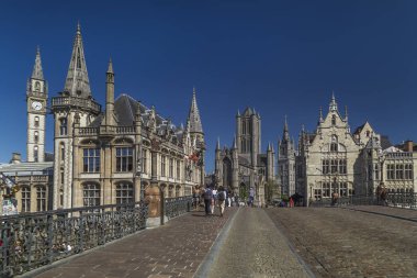 Gent 'in tarihi şehir merkezinin görüntüsü