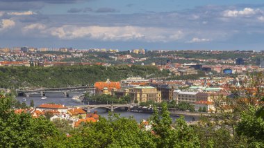 View of the Vltava river with two bridges