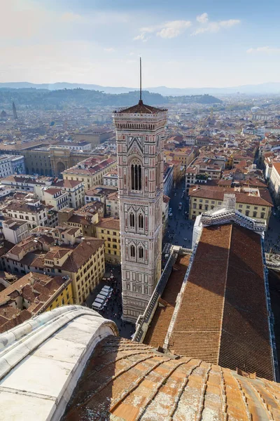 Florens Italien Giottos Klocktorn Mot Bakgrund Staden Florens Solig Dag — Stockfoto