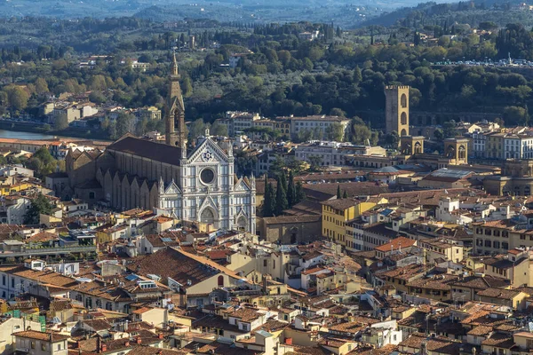 Florencia Italia Paisaje Urbano Río Arno Vista Basílica Santa Croce —  Fotos de Stock