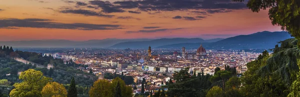 Ponte Vecchio Palazzo Vecchio Duomo Firenze Tramonto Firenze Italia — Foto Stock