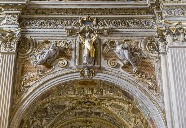 Bergamo Italy August 2015 Fragment Interior Decoration Magnificent Stucco Church — Stock Photo, Image