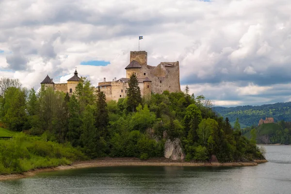 Древний Замок Недзица Дунаец Древнее Укрепление Высокой Скале Над Рекой — стоковое фото