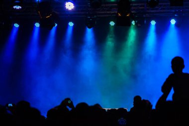 Bir konser katılıyor konser kalabalık insan siluetleri vardır visibl