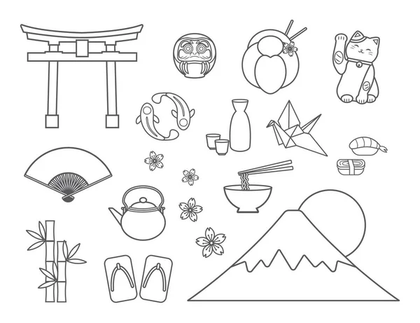 Set di simboli giapponesi — Vettoriale Stock