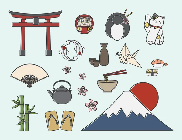 Conjunto de símbolos japoneses — Vector de stock