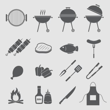 Barbekü Izgara Icon set