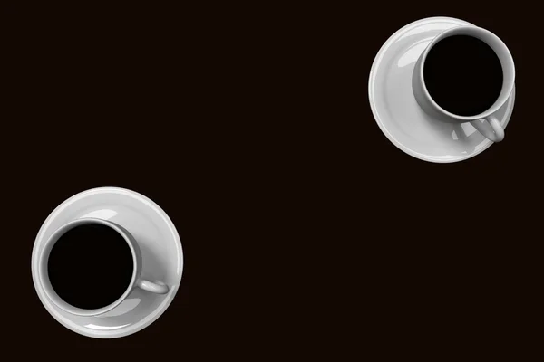 Zwei weiße Kaffeetassen mit Untertasse — Stockfoto