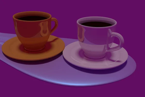 3D-ilustracja kawa filiżanki na pokładzie — Zdjęcie stockowe